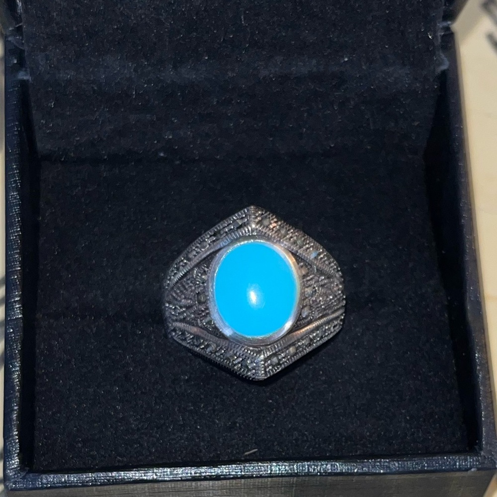 Turquoise retro sterling silver ring